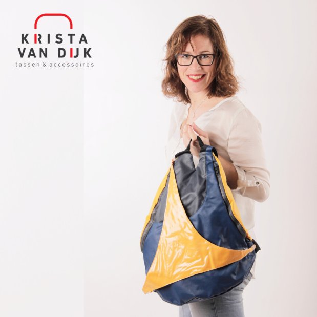 sportieve rugtas exclusief dutch design blauw grijs