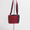 de stijl lederen tas met streepjes Krista van Dijk model Helsinki small rood paars met zwart en vers