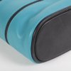 luxe design leren damestas zwart turquoise met paspel en ronde bodem nederlands ontwerp van Krista v