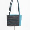 Kristas dutch leather bag design shoulder black turquoois with adjustable shoulder strap and bright