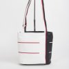 dutch design leather bag black white with bright red strip design of Krista van Dijk model Helsinki 