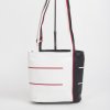 dutch design leather bag black white with bright red strip design of Krista van Dijk model Helsinki