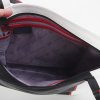 Luxe leren tas zwart wit met licht paarse voering luxe afgewerkt ontwerp van Krista van Dijk model H