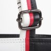 mooie schoudertas zwart wit felrood met lange vestelbare schouderband dutch design leather bag from