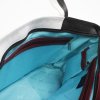 luxe leren design tas binnenkant zwart rood en wit leer met turquoise voering met luxe afwerking en 