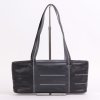 Dutch leather design handbag black dark grey with strips from bagdesigner Krista van Dijk model Hels