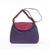 Design leren tas van Krista's tassen paars fuchsia en donkergrijs leer met verstelbare schouderband.