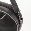 zwarte leren damestas met lange schouderband en grijze piping van leer dutch bag design van Krista v