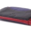 leren mini portemonnee onderkant met haak zwart paars felrood leer dutch design Kristas tassen.jpg