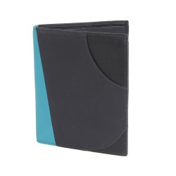 tassenontwerpster luxe leren portemonnee zwart donkerblauw turquoise met kleingeld ritsvak creditcar